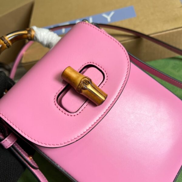 1:1 Replica Gucci Bamboo Mini Handbag Pink For Women, Women's Bags 6.2in/16cm GG 702106 UZY0T 5814