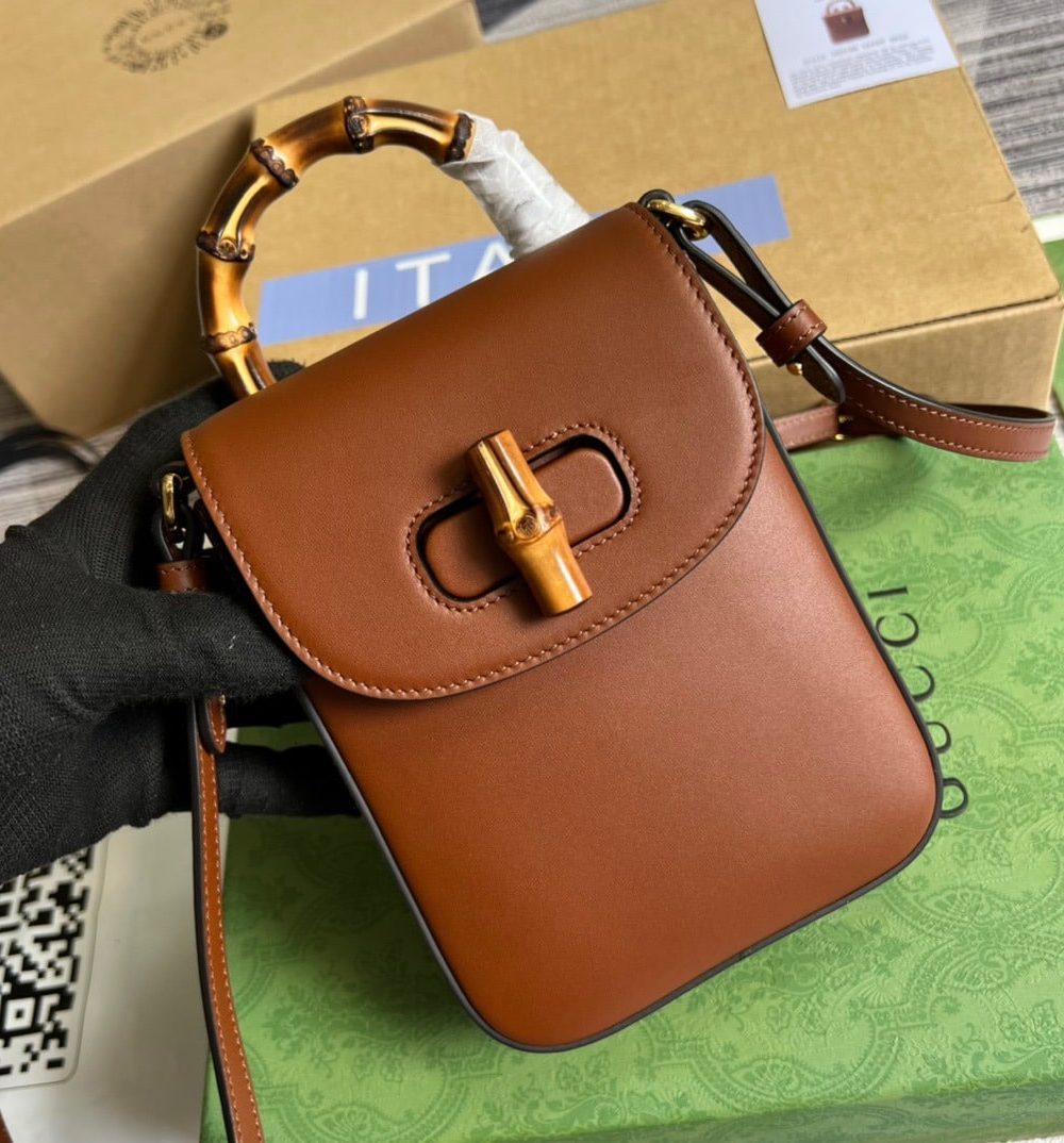 1:1 Replica Gucci Bamboo Mini Handbag Red For Women, Women's Bags 6.2in/16cm GG