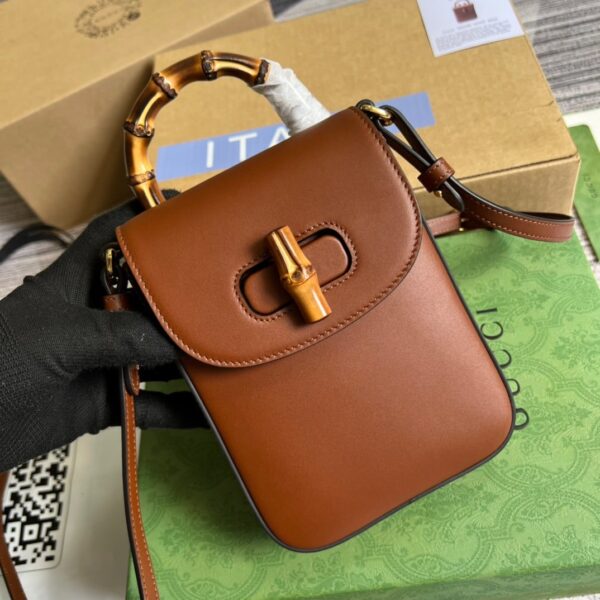 1:1 Replica Gucci Bamboo Mini Handbag Red For Women, Women's Bags 6.2in/16cm GG