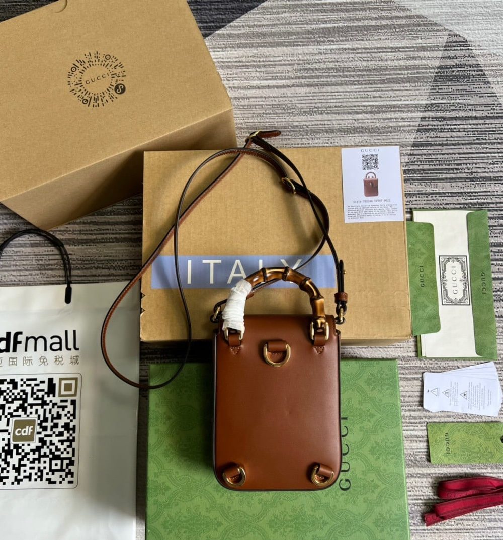 1:1 Replica Gucci Bamboo Mini Handbag Red For Women, Women's Bags 6.2in/16cm GG