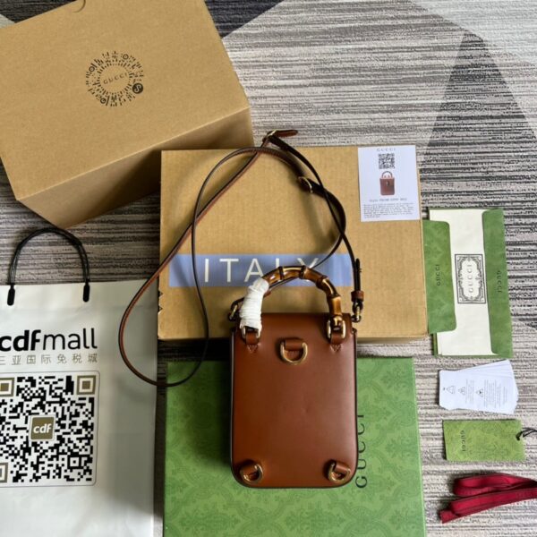 1:1 Replica Gucci Bamboo Mini Handbag Red For Women, Women's Bags 6.2in/16cm GG