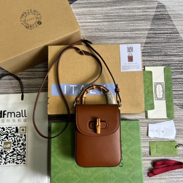 1:1 Replica Gucci Bamboo Mini Handbag Red For Women, Women's Bags 6.2in/16cm GG
