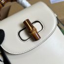 1:1 Replica Gucci Bamboo Mini Handbag White For Women, Women's Bags 6.2in/16cm GG 702106 UZY0T 9022