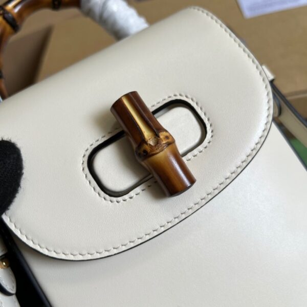 1:1 Replica Gucci Bamboo Mini Handbag White For Women, Women's Bags 6.2in/16cm GG 702106 UZY0T 9022