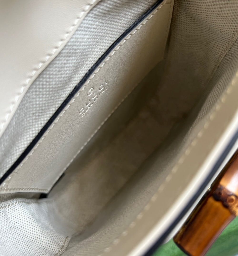 1:1 Replica Gucci Bamboo Mini Handbag White For Women, Women's Bags 6.2in/16cm GG 702106 UZY0T 9022