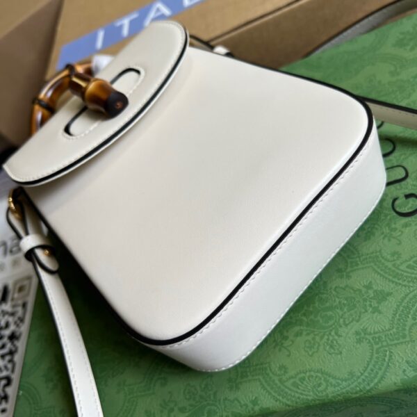 1:1 Replica Gucci Bamboo Mini Handbag White For Women, Women's Bags 6.2in/16cm GG 702106 UZY0T 9022
