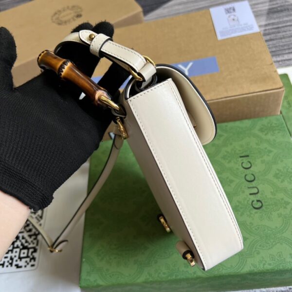 1:1 Replica Gucci Bamboo Mini Handbag White For Women, Women's Bags 6.2in/16cm GG 702106 UZY0T 9022
