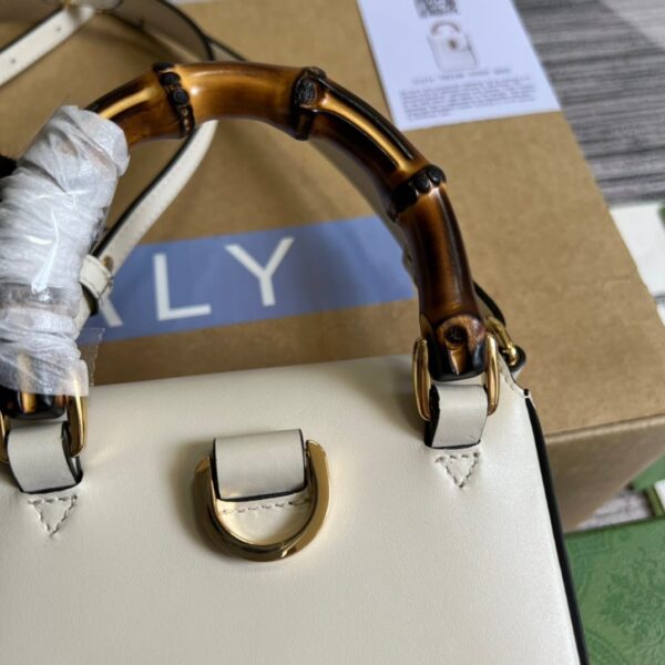 1:1 Replica Gucci Bamboo Mini Handbag White For Women, Women's Bags 6.2in/16cm GG 702106 UZY0T 9022