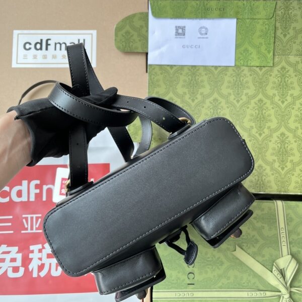 1:1 Replica Gucci Bamboo Small Backpack Black For Women, Women's Bags 8.6in/22cm GG ‎702101 UZY0T 1000