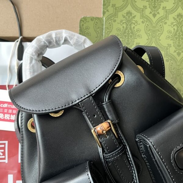 1:1 Replica Gucci Bamboo Small Backpack Black For Women, Women's Bags 8.6in/22cm GG ‎702101 UZY0T 1000