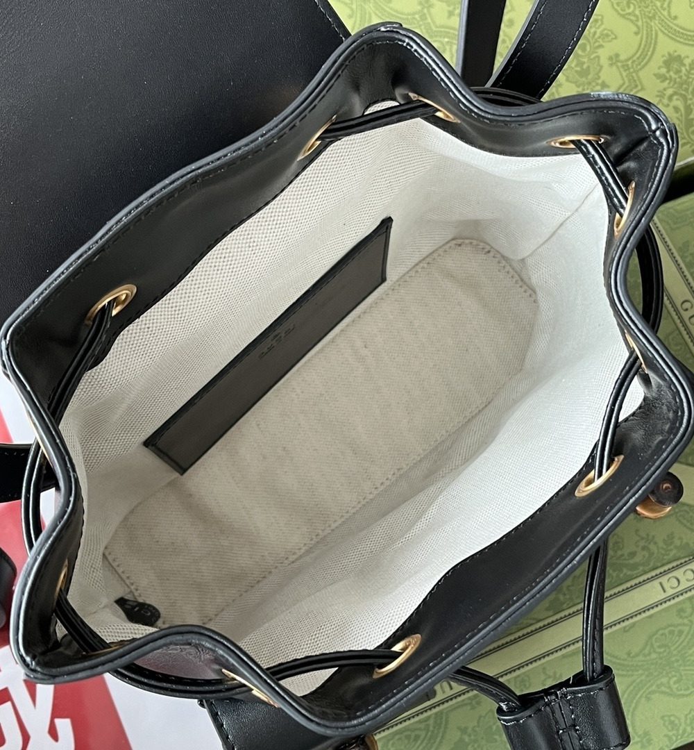 1:1 Replica Gucci Bamboo Small Backpack Black For Women, Women's Bags 8.6in/22cm GG ‎702101 UZY0T 1000
