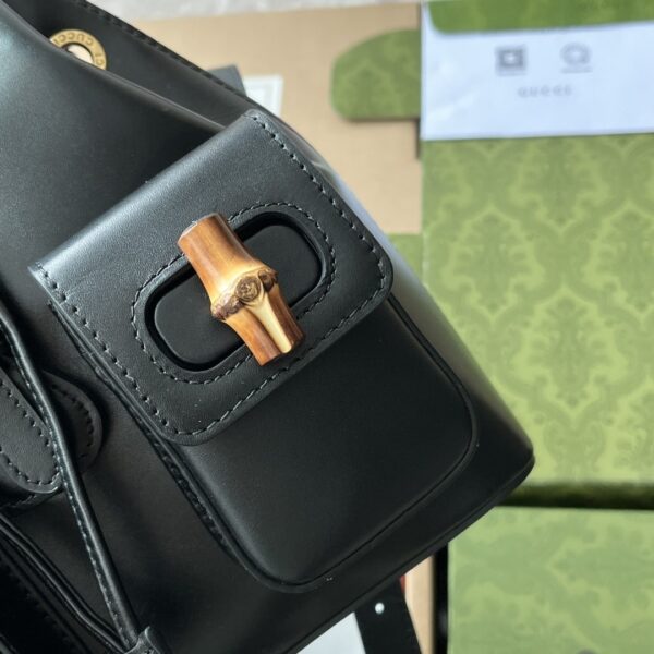1:1 Replica Gucci Bamboo Small Backpack Black For Women, Women's Bags 8.6in/22cm GG ‎702101 UZY0T 1000