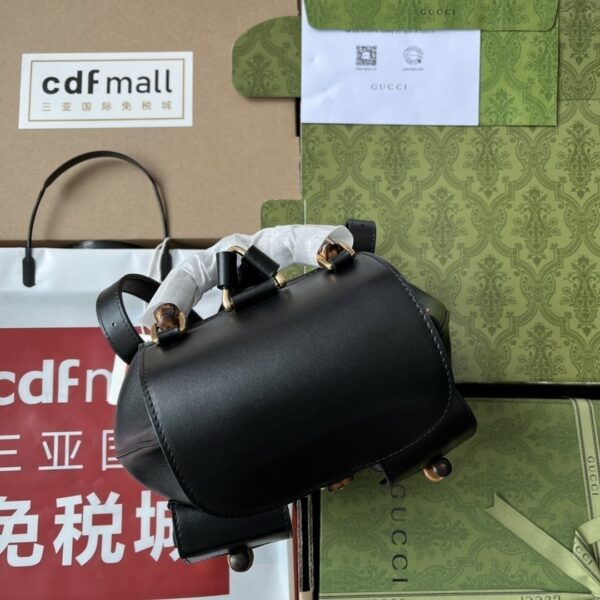1:1 Replica Gucci Bamboo Small Backpack Black For Women, Women's Bags 8.6in/22cm GG ‎702101 UZY0T 1000