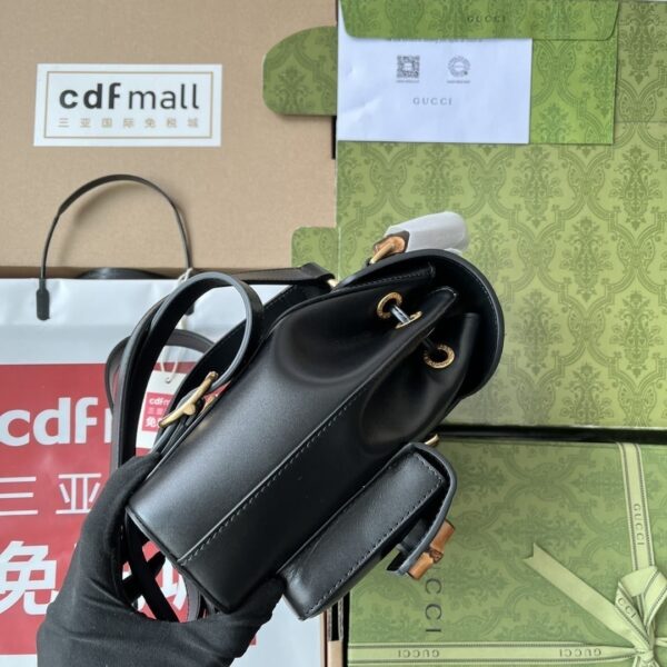 1:1 Replica Gucci Bamboo Small Backpack Black For Women, Women's Bags 8.6in/22cm GG ‎702101 UZY0T 1000