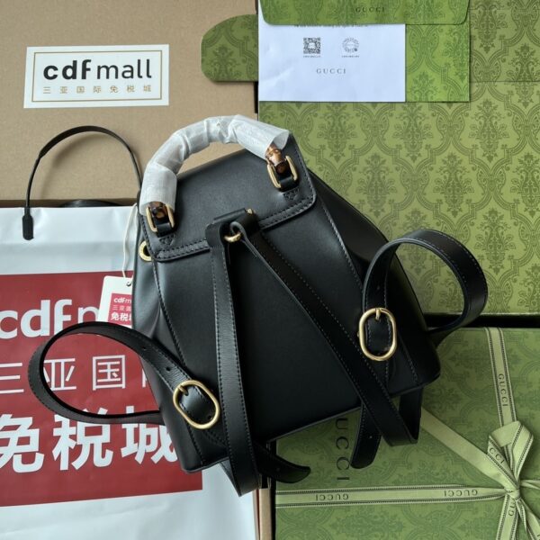 1:1 Replica Gucci Bamboo Small Backpack Black For Women, Women's Bags 8.6in/22cm GG ‎702101 UZY0T 1000