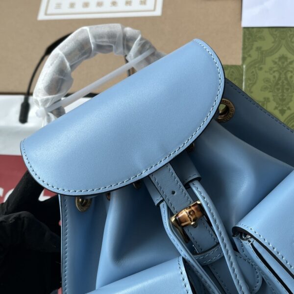 1:1 Replica Gucci Bamboo Small Backpack Blue For Women, Women's Bags 8.6in/22cm GG ‎‎702101 UZY0T 4338