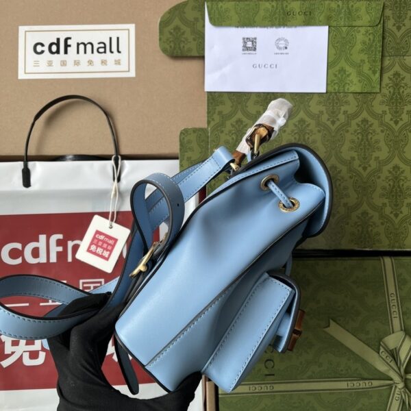 1:1 Replica Gucci Bamboo Small Backpack Blue For Women, Women's Bags 8.6in/22cm GG ‎‎702101 UZY0T 4338