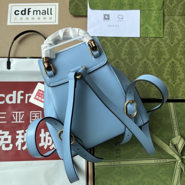 1:1 Replica Gucci Bamboo Small Backpack Blue For Women, Women's Bags 8.6in/22cm GG ‎‎702101 UZY0T 4338