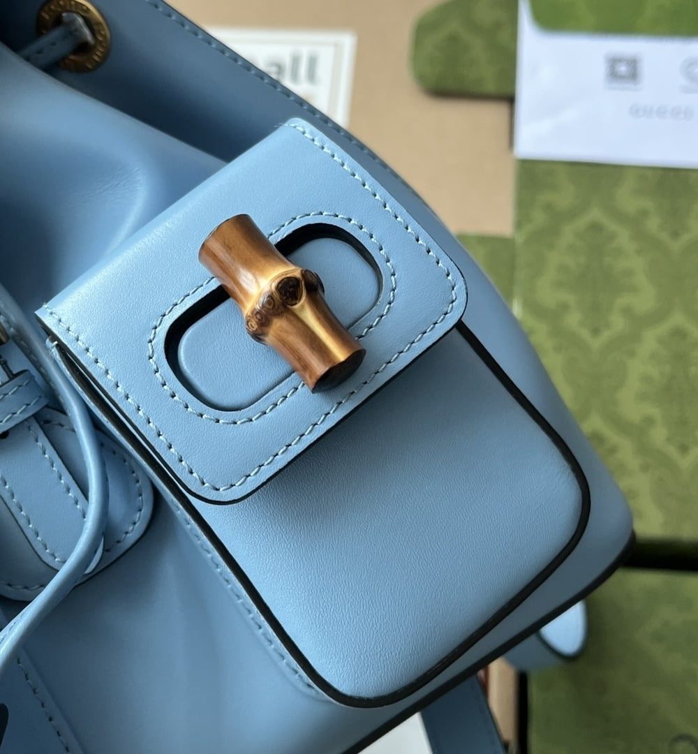 1:1 Replica Gucci Bamboo Small Backpack Blue For Women, Women's Bags 8.6in/22cm GG ‎‎702101 UZY0T 4338
