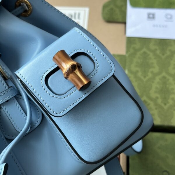 1:1 Replica Gucci Bamboo Small Backpack Blue For Women, Women's Bags 8.6in/22cm GG ‎‎702101 UZY0T 4338