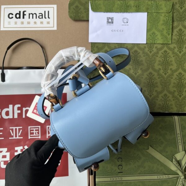 1:1 Replica Gucci Bamboo Small Backpack Blue For Women, Women's Bags 8.6in/22cm GG ‎‎702101 UZY0T 4338