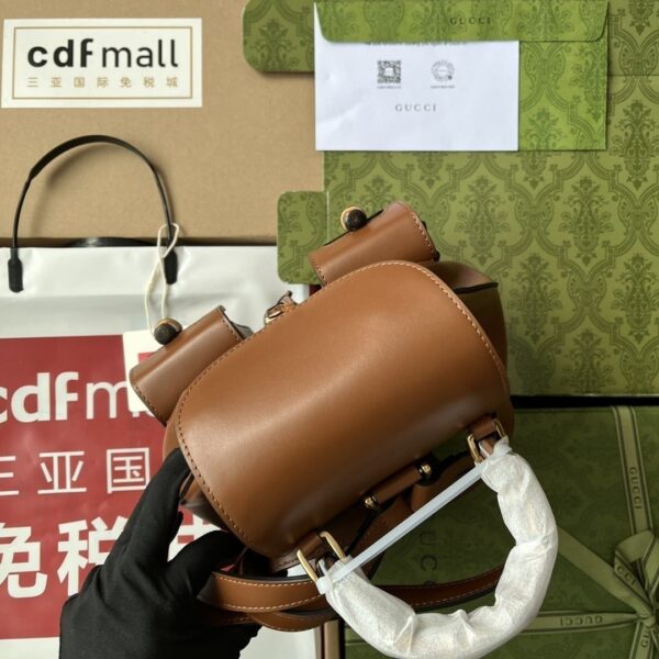 1:1 Replica Gucci Bamboo Small Backpack Brown For Women, Women's Bags 8.6in/22cm GG ‎‎702101 UZY0T 2535
