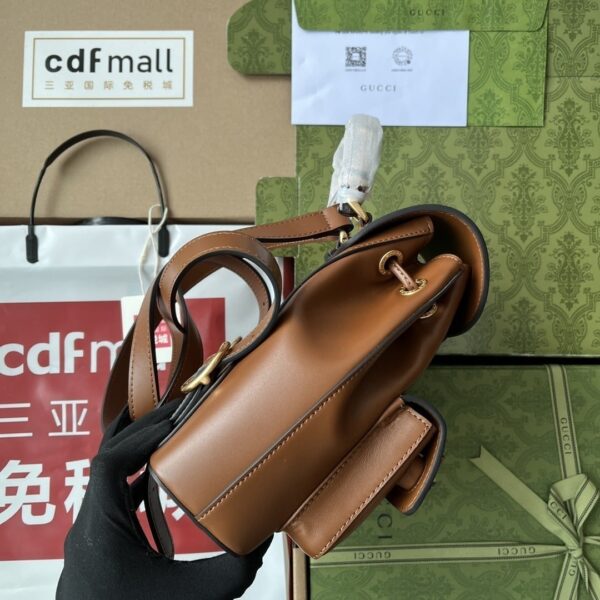 1:1 Replica Gucci Bamboo Small Backpack Brown For Women, Women's Bags 8.6in/22cm GG ‎‎702101 UZY0T 2535