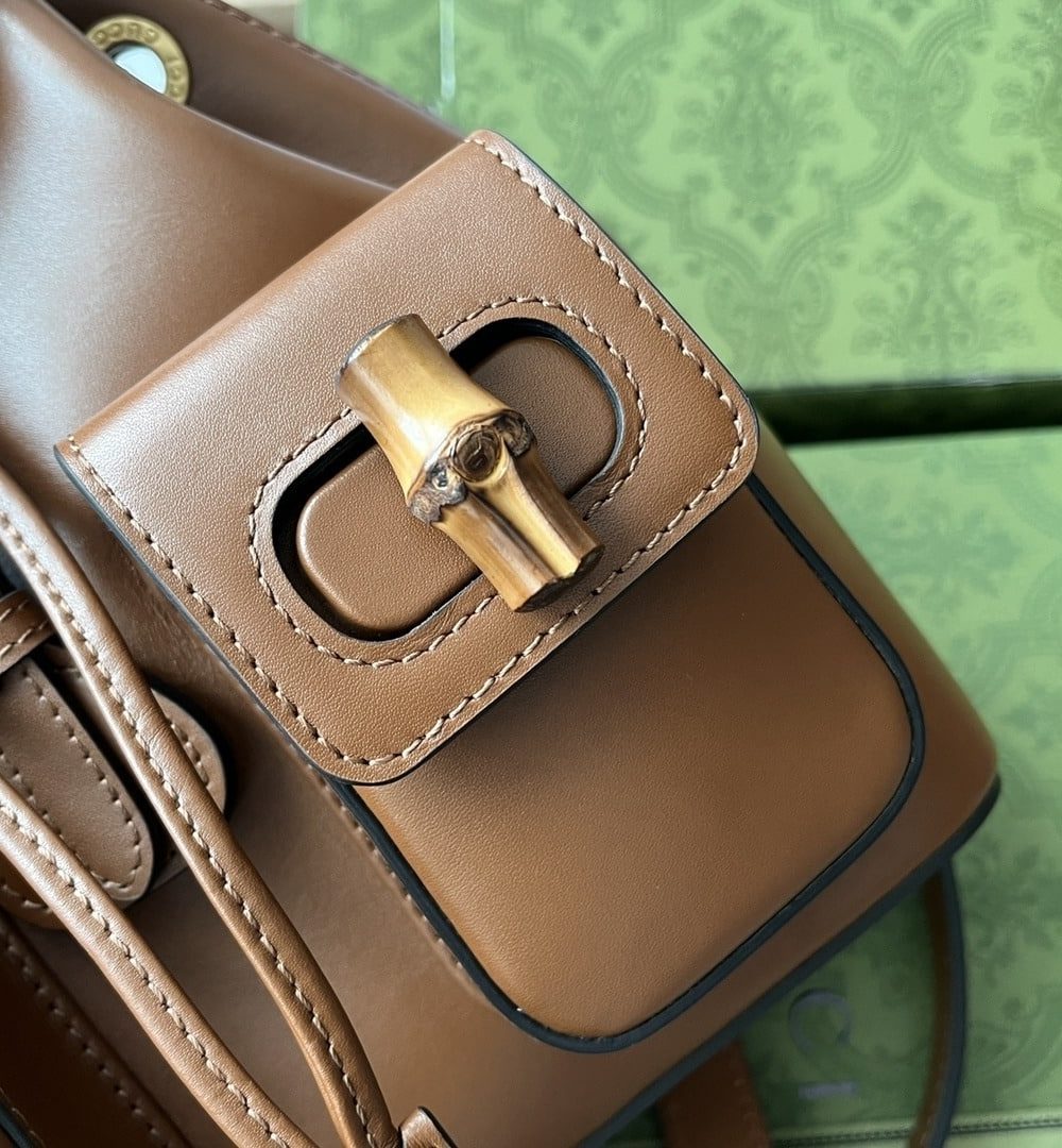 1:1 Replica Gucci Bamboo Small Backpack Brown For Women, Women's Bags 8.6in/22cm GG ‎‎702101 UZY0T 2535