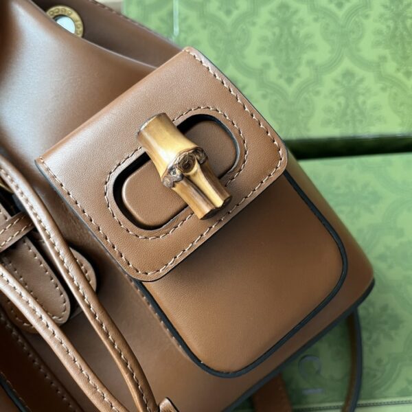1:1 Replica Gucci Bamboo Small Backpack Brown For Women, Women's Bags 8.6in/22cm GG ‎‎702101 UZY0T 2535