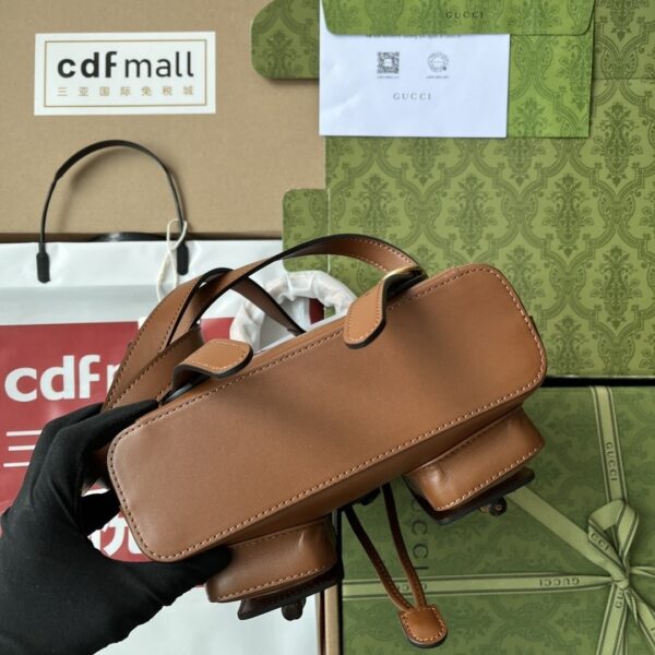 1:1 Replica Gucci Bamboo Small Backpack Brown For Women, Women's Bags 8.6in/22cm GG ‎‎702101 UZY0T 2535