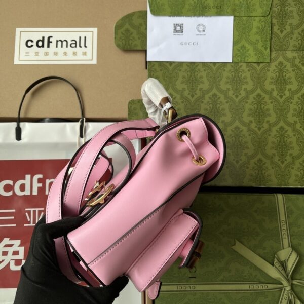 1:1 Replica Gucci Bamboo Small Backpack Pink For Women, Women's Bags 8.6in/22cm GG ‎‎702101 UZY0T 5814
