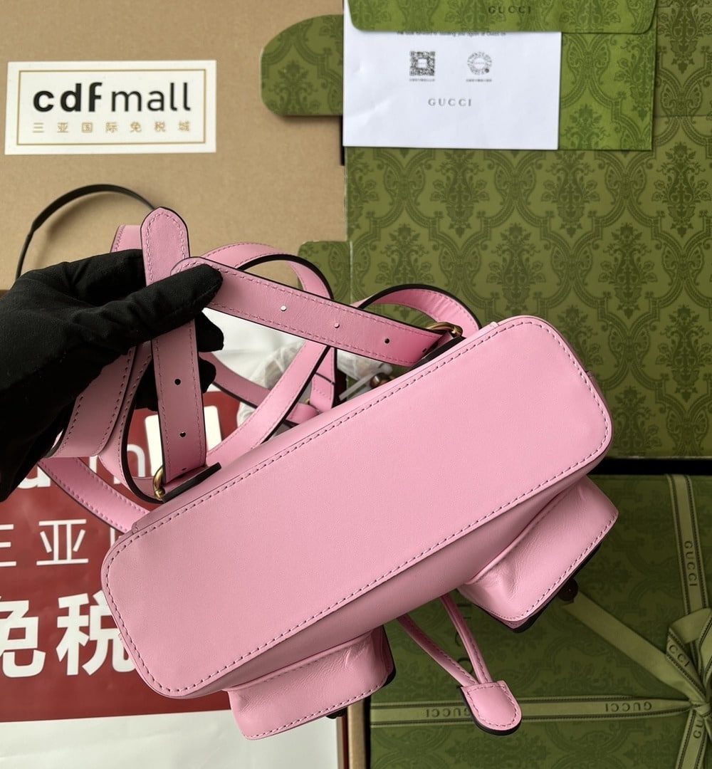 1:1 Replica Gucci Bamboo Small Backpack Pink For Women, Women's Bags 8.6in/22cm GG ‎‎702101 UZY0T 5814