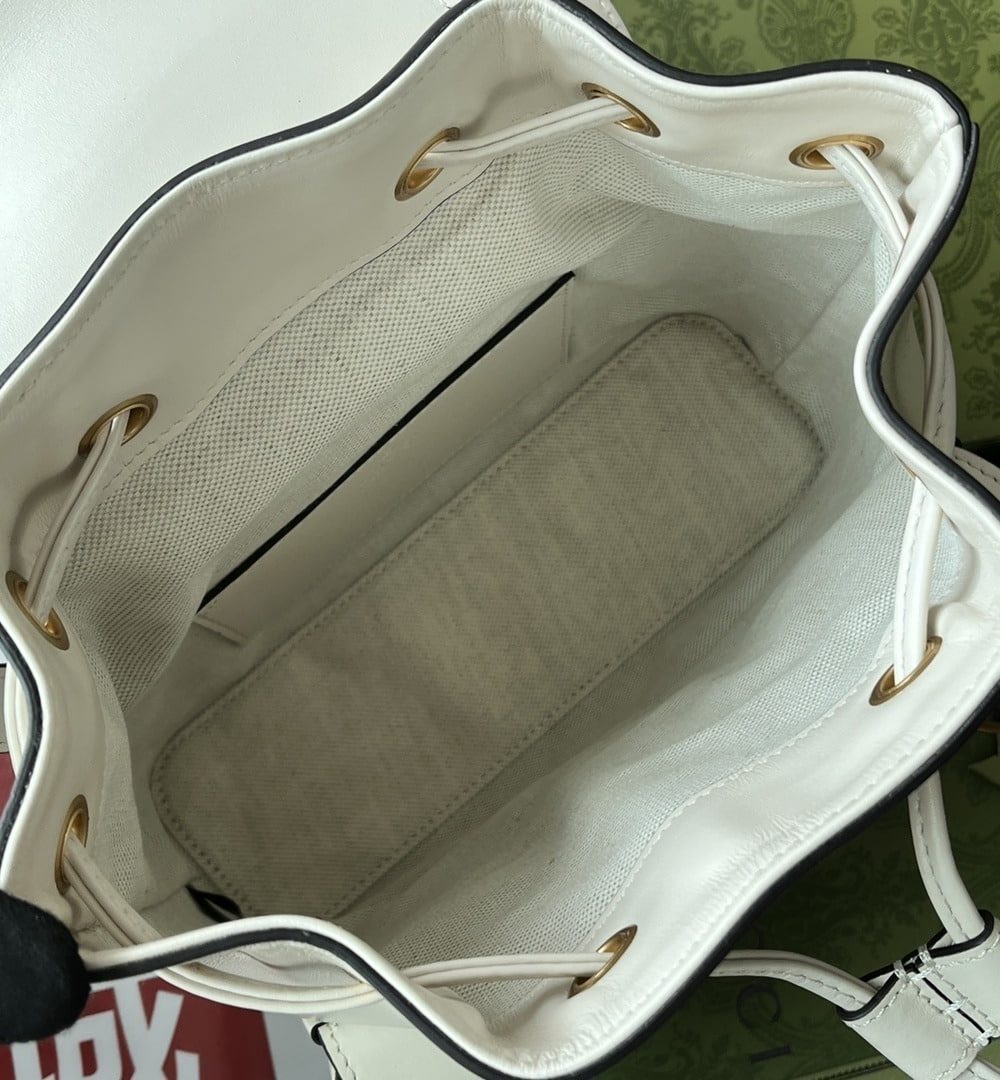 1:1 Replica Gucci Bamboo Small Backpack White For Women, Women's Bags 8.6in/22cm GG ‎‎702101 UZY0T 9022