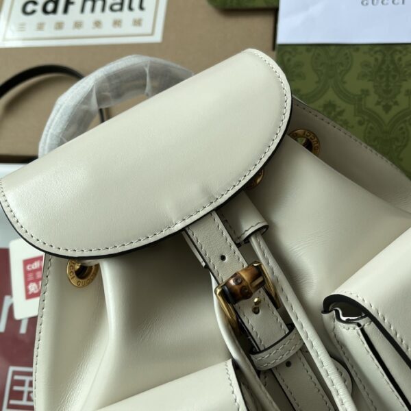 1:1 Replica Gucci Bamboo Small Backpack White For Women, Women's Bags 8.6in/22cm GG ‎‎702101 UZY0T 9022