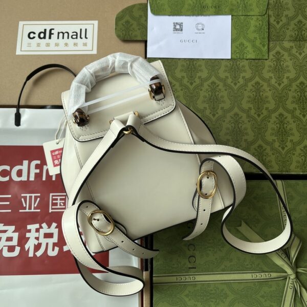 1:1 Replica Gucci Bamboo Small Backpack White For Women, Women's Bags 8.6in/22cm GG ‎‎702101 UZY0T 9022