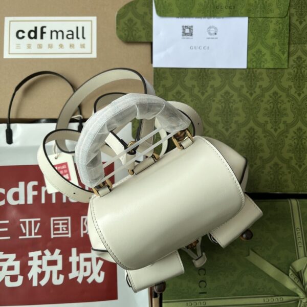 1:1 Replica Gucci Bamboo Small Backpack White For Women, Women's Bags 8.6in/22cm GG ‎‎702101 UZY0T 9022