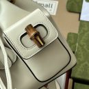 1:1 Replica Gucci Bamboo Small Backpack White For Women, Women's Bags 8.6in/22cm GG ‎‎702101 UZY0T 9022