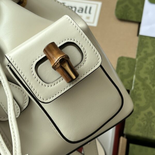 1:1 Replica Gucci Bamboo Small Backpack White For Women, Women's Bags 8.6in/22cm GG ‎‎702101 UZY0T 9022