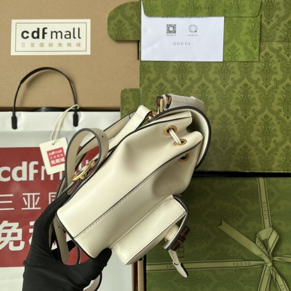 1:1 Replica Gucci Bamboo Small Backpack White For Women, Women's Bags 8.6in/22cm GG ‎‎702101 UZY0T 9022