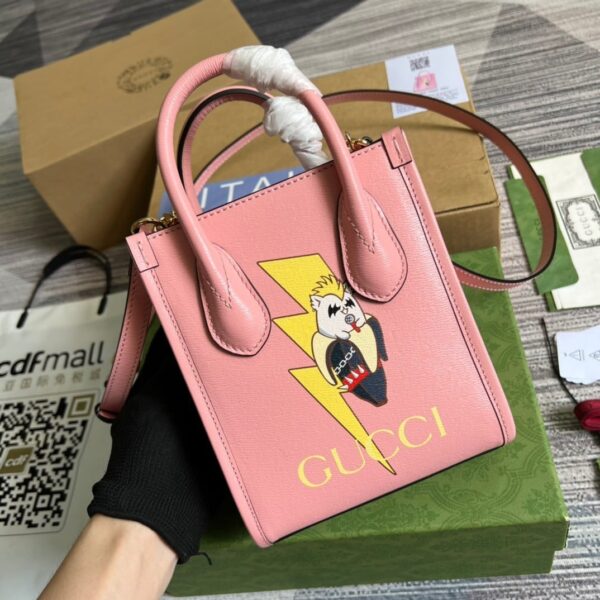 1:1 Replica Gucci Bananya Print Mini Tote Bag Pink For Women, Women's Bags 7.9in/20cm GG 671623 U5XAG 5964