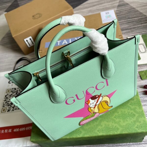 1:1 Replica Gucci Bananya Print Small Tote Green For Women, Women's Bags 12.2in/31cm GG 659983 U22AG 3067