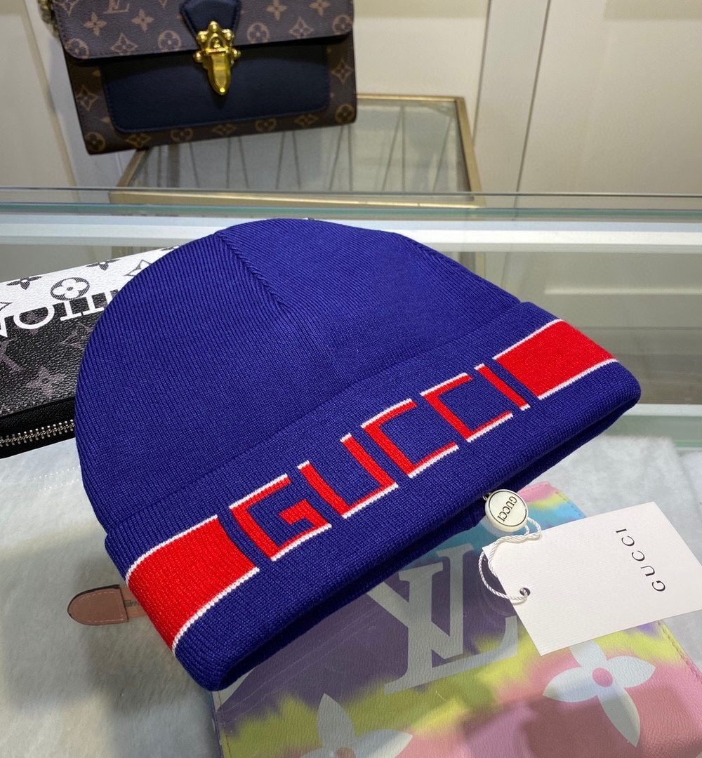 Gucci Beanie Cashmere In Blue
