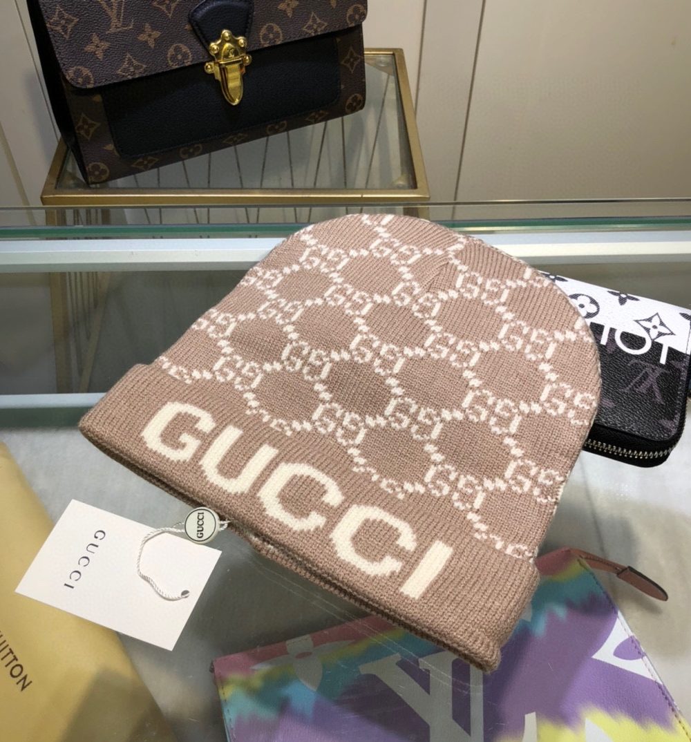 Gucci Beanie Cashmere In Brown
