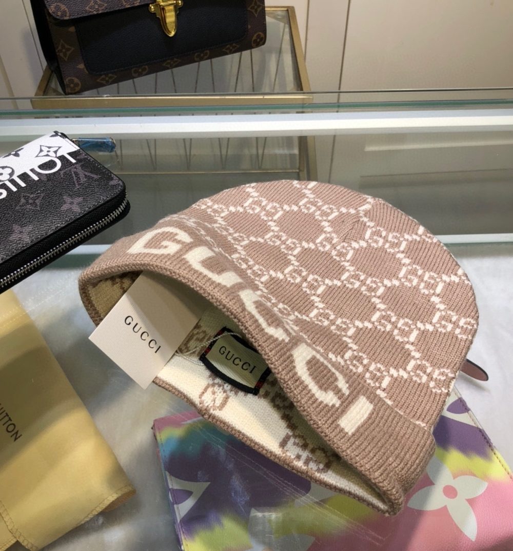 Gucci Beanie Cashmere In Brown