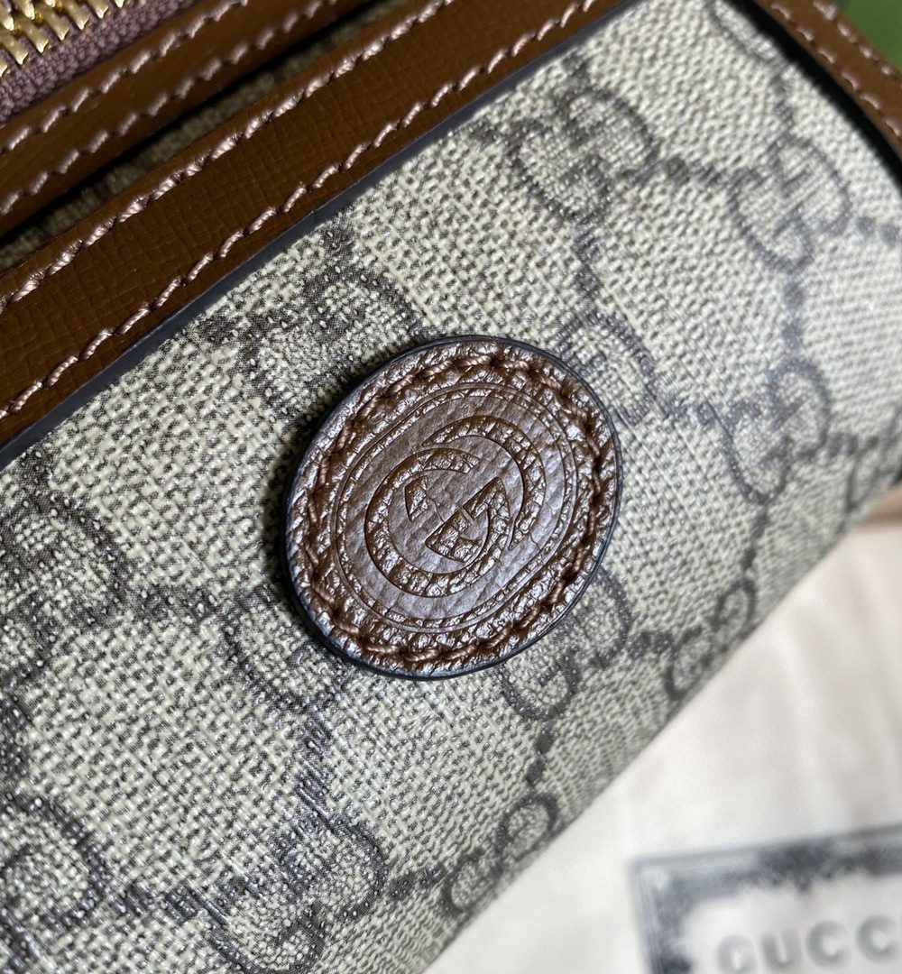 1:1 Replica Gucci Belt Bag With Interlocking G Beige And Ebony GG Supreme Canvas For Women 9in/23cm 682933 92THG 8563