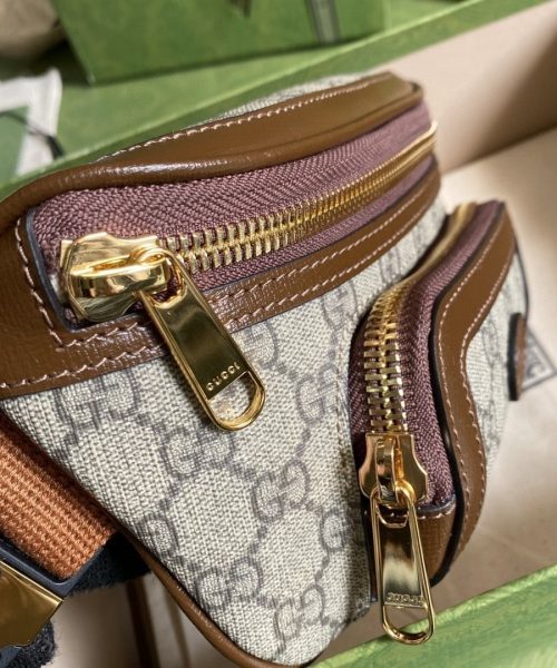 1:1 Replica Gucci Belt Bag With Interlocking G Beige And Ebony GG Supreme Canvas For Women 9in/23cm 682933 92THG 8563