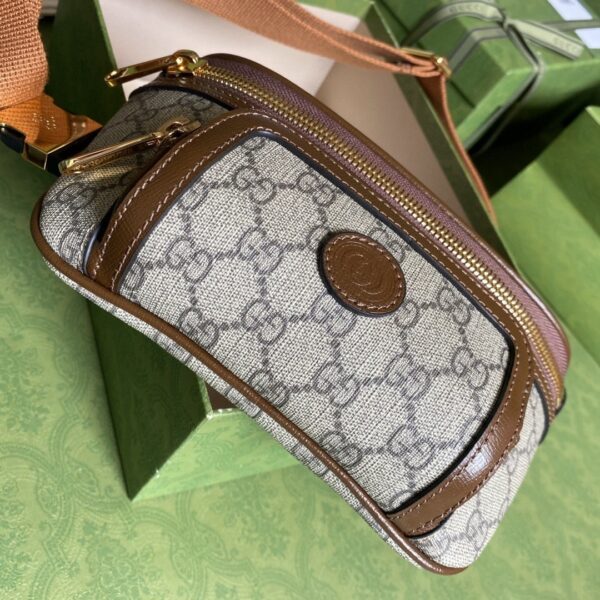 1:1 Replica Gucci Belt Bag With Interlocking G Beige And Ebony GG Supreme Canvas For Women 9in/23cm 682933 92THG 8563
