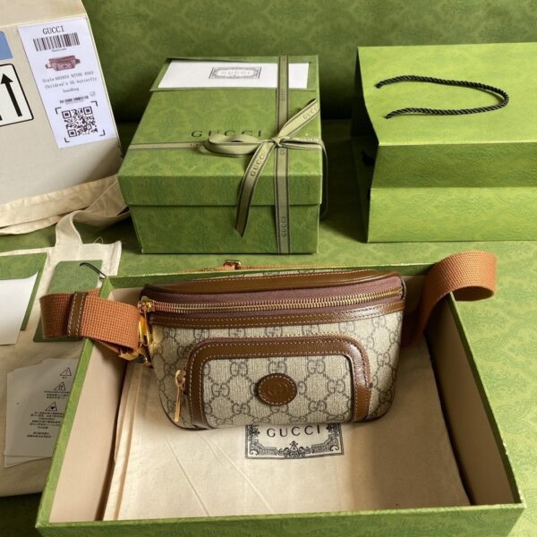 1:1 Replica Gucci Belt Bag With Interlocking G Beige And Ebony GG Supreme Canvas For Women 9in/23cm 682933 92THG 8563