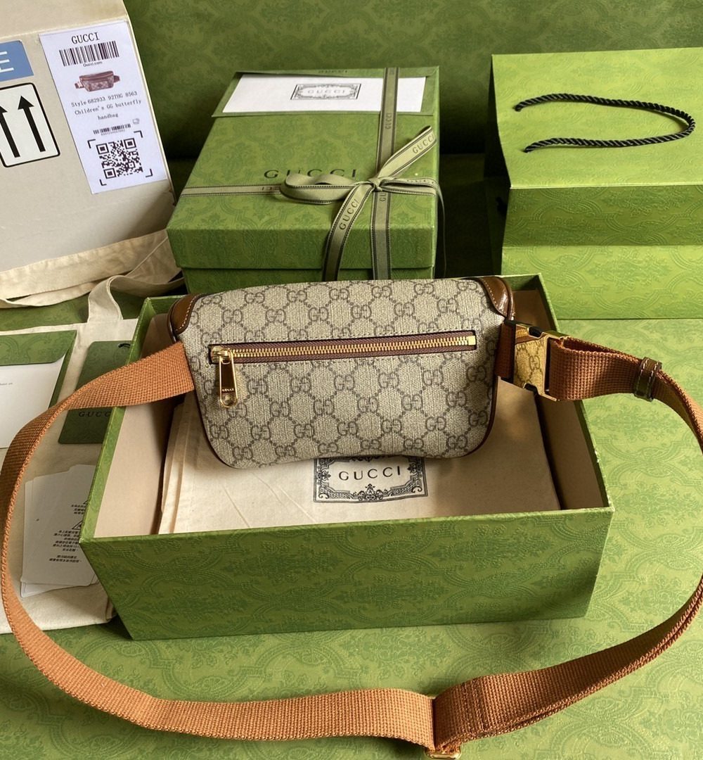 1:1 Replica Gucci Belt Bag With Interlocking G Beige And Ebony GG Supreme Canvas For Women 9in/23cm 682933 92THG 8563