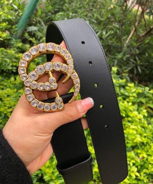 1:1 Replica Gucci Belt Beaded Double G Black GG, Women Belt ‎453260 DLX1T 9094